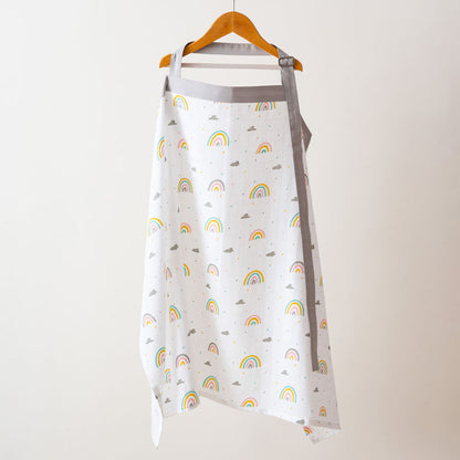 Aariro White & Lavender Rainbow Print Nursing Cover-Organic Cotton-Free Size