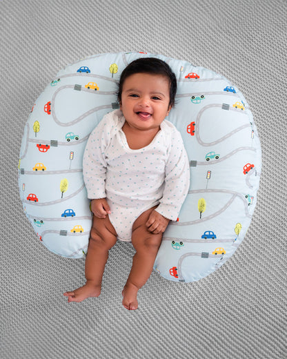 Aariro Organic Cotton Nursing Pillow-100% Cotton Cover-Hot Air Balloon-For Nursing