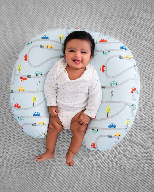 Aariro Organic Cotton Nursing Pillow-100% Cotton Cover-Little Dino-For Nursing