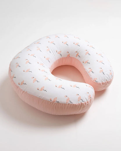 Aariro Organic Cotton Nursing Pillow-100% Cotton Cover-Flamingo-For Nursing