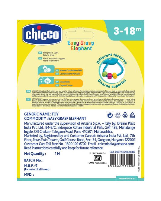 Chicco Easy Grasp Elephant Rattle Toy-For Infants