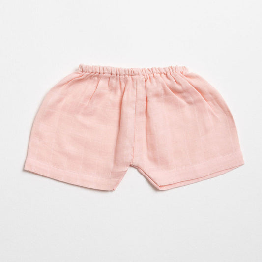 Aariro Blue & Pink Shorts-Solid-Organic Cotton Muslin-Pack of 2-For Infants