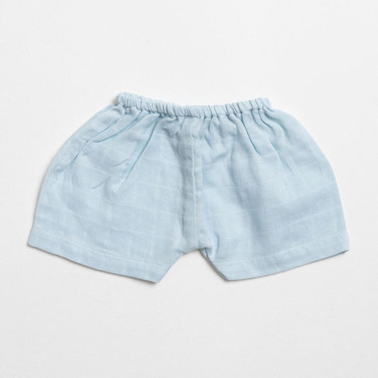 Aariro Blue & Pink Shorts-Solid-Organic Cotton Muslin-Pack of 2-For Infants