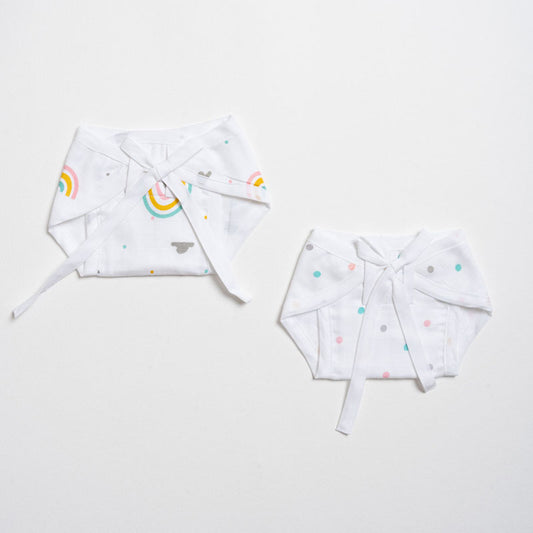 Aariro Follow The Rainbow Cloth Nappy Combo-100% Organic Cotton-Washable & Reusable-Pack of 2