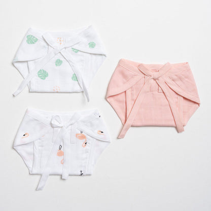 Aariro Tropical Flamingo Cloth Nappy Combo-100% Organic Cotton-Washable & Reusable-Pack of 3