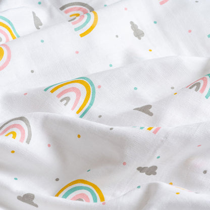 Aariro Muslin Swaddle-Follow the Rainbow-Pack of 2-Organic Cotton-Infant Wraps