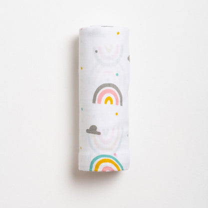 Aariro Muslin Swaddle-Follow the Rainbow-Pack of 2-Organic Cotton-Infant Wraps