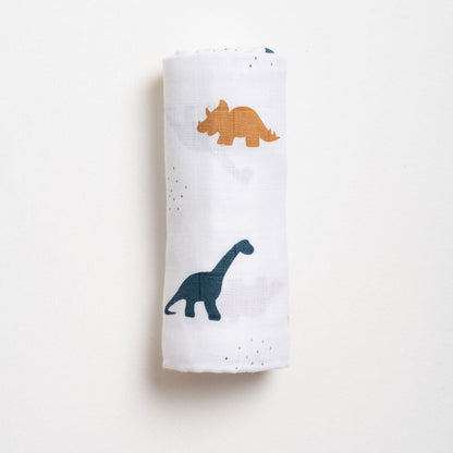 Aariro Muslin Swaddle-Little Dino-Pack of 2-Organic Cotton-Infant Wraps