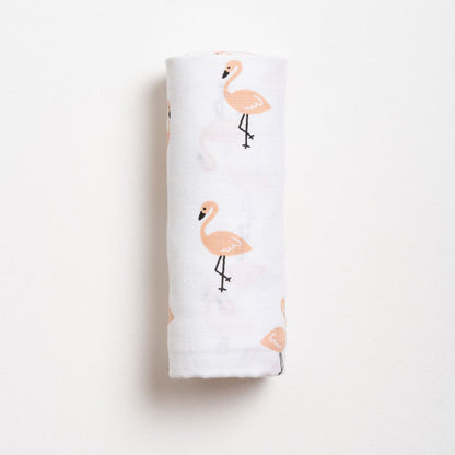 Aariro Muslin Swaddle-Tropical Flamingo-Pack of 2-Organic Cotton-Infant Wraps