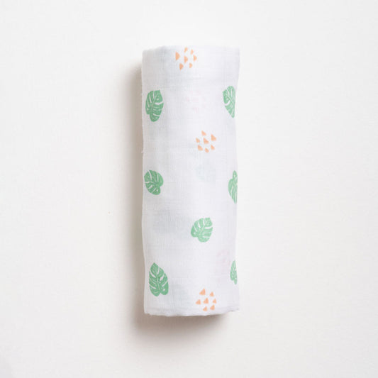 Aariro Organic Cotton Swaddle-Tropical Leaves-Pack of 1-Infant Wraps