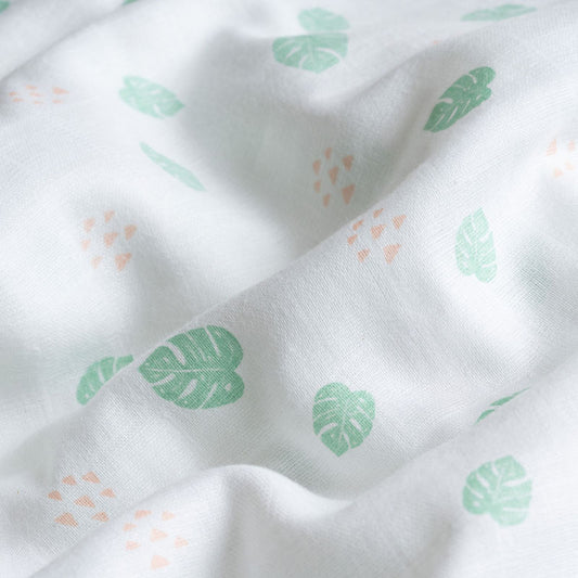 Aariro Organic Cotton Swaddle-Tropical Leaves-Pack of 1-Infant Wraps