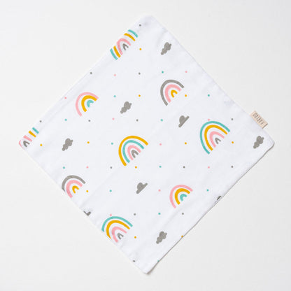 Aariro Organic Cotton Muslin Washcloth-Multi Layered-Follow The Rainbow-For Infants