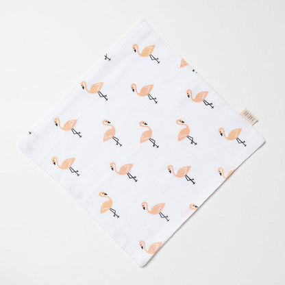 Aariro Organic Cotton Muslin Washcloth-Multi Layered-Pack of 3-Tropical Flamingo-For Infants