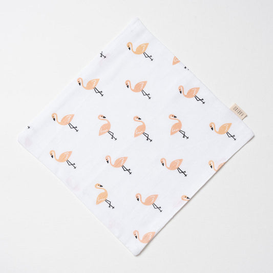 Aariro Organic Cotton Muslin Washcloth-Multi Layered-Pack of 3-Tropical Flamingo-For Infants