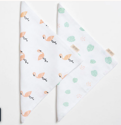 Aariro Organic Cotton Muslin Washcloth-Multi Layered-Tropical Flamingo-For Infants