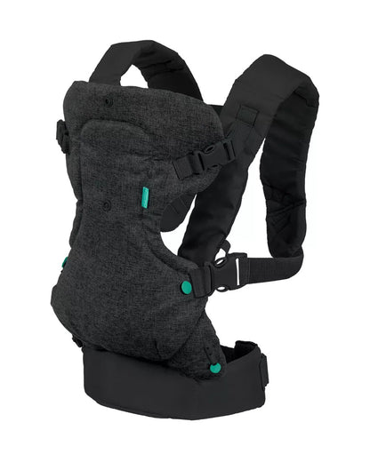 Infantino Flip 4-in-1 Convertible Baby Carrier-With 4 Carrying Positions-Head Support For Extra Comfort-Adjustable Waist Belt-Includes Wonder Cover Bib-6 Months Warranty-For 0 to 3Y ( 3.5 to 14 Kg)-Black Denim