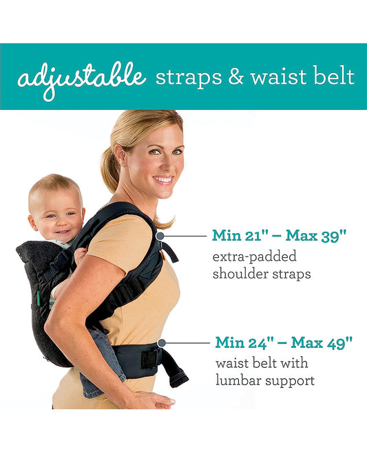 Infantino Flip 4-in-1 Convertible Baby Carrier-With 4 Carrying Positions-Head Support For Extra Comfort-Adjustable Waist Belt-For 0 to 3Y ( 3.5 to 14 Kg)-Black Denim