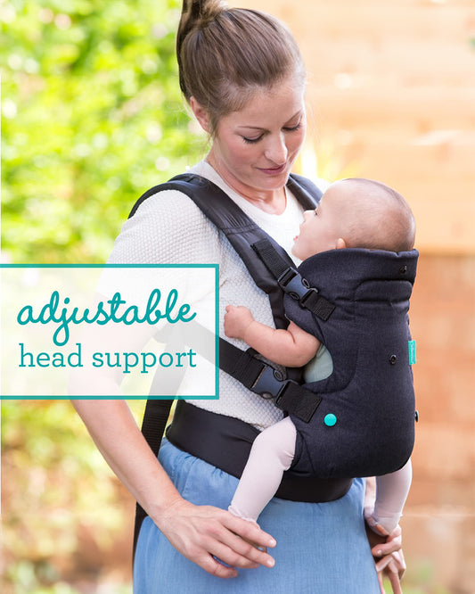 Infantino Flip 4-in-1 Convertible Baby Carrier-With 4 Carrying Positions-Head Support For Extra Comfort-Adjustable Waist Belt-For 0 to 3Y ( 3.5 to 14 Kg)-Black Denim