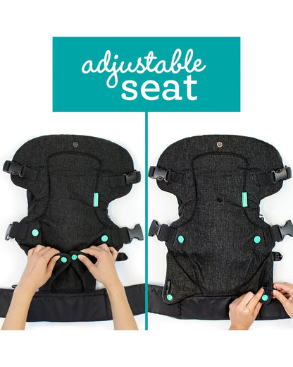 Infantino Flip 4-in-1 Convertible Baby Carrier-With 4 Carrying Positions-Head Support For Extra Comfort-Adjustable Waist Belt-Includes Wonder Cover Bib-6 Months Warranty-For 0 to 3Y ( 3.5 to 14 Kg)-Black Denim