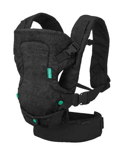 Infantino Flip 4-in-1 Convertible Baby Carrier-With 4 Carrying Positions-Head Support For Extra Comfort-Adjustable Waist Belt-Includes Wonder Cover Bib-6 Months Warranty-For 0 to 3Y ( 3.5 to 14 Kg)-Black Denim