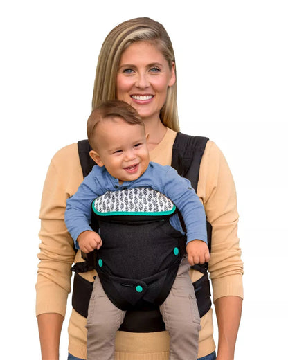 Infantino Flip 4-in-1 Convertible Baby Carrier-With 4 Carrying Positions-Head Support For Extra Comfort-Adjustable Waist Belt-Includes Wonder Cover Bib-6 Months Warranty-For 0 to 3Y ( 3.5 to 14 Kg)-Black Denim