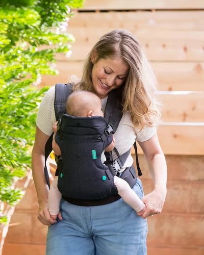 Infantino Flip 4-in-1 Convertible Baby Carrier-With 4 Carrying Positions-Head Support For Extra Comfort-Adjustable Waist Belt-Includes Wonder Cover Bib-6 Months Warranty-For 0 to 3Y ( 3.5 to 14 Kg)-Black Denim