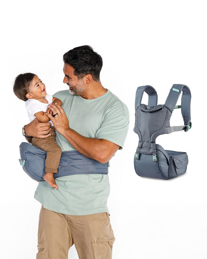 Infantino Hip Rider Plus 5-in-1 Hip Seat Carrier-Adjustable Straps & Waist Belts-Grey