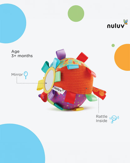 nuluv Activity Ball with Mirror & Rattle Soft Toy-Plush Cuddly Toy For Newborn