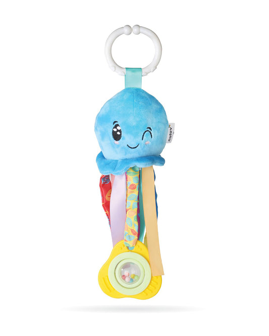 nuluv Waves Octopus Rattle Toy-Easy Attachment with Stroller & Crib-For Infants