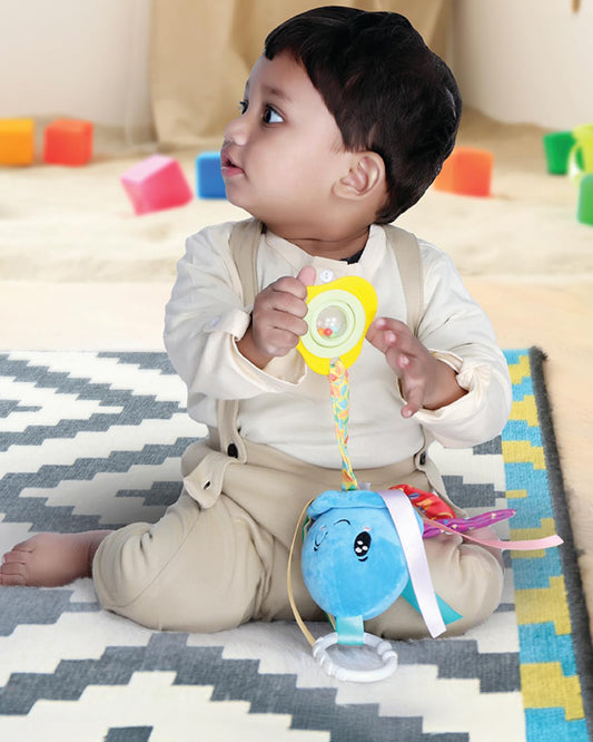 nuluv Waves Octopus Rattle Toy-Easy Attachment with Stroller & Crib-For Infants