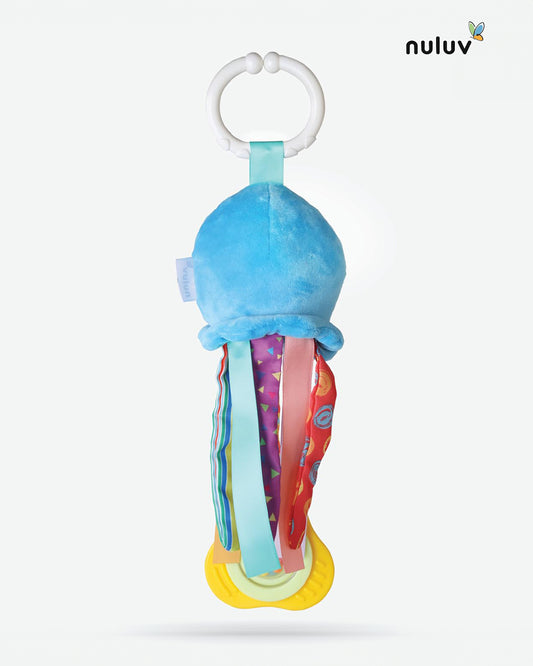 nuluv Waves Octopus Rattle Toy-Easy Attachment with Stroller & Crib-For Infants