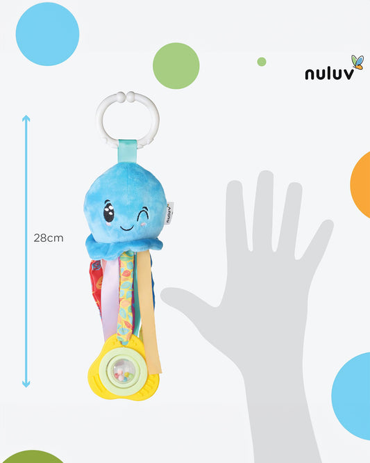 nuluv Waves Octopus Rattle Toy-Easy Attachment with Stroller & Crib-For Infants