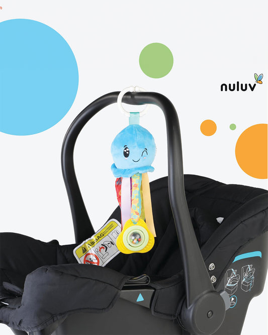 nuluv Waves Octopus Rattle Toy-Easy Attachment with Stroller & Crib-For Infants
