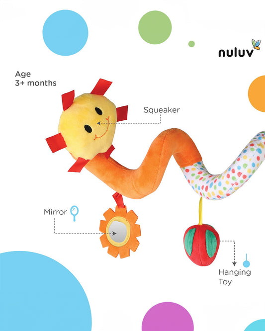 nuluv Fruits Spiral Rattle Toy-Wraps Around Stroller-With 3 Attachments-For Infants
