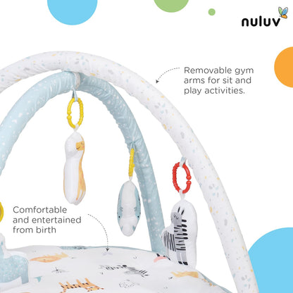 nuluv Jungle Playgym with 5 Hanging Toys-Promotes Awareness and Motor Skills-Removable Gym Arms-Indoor Toy-0M+