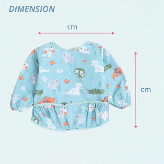 Polka Tots Full Sleeves Washable Waterproof Apron Feeding Bib-Animal-Quick Drying-6 to 24M-For Infants