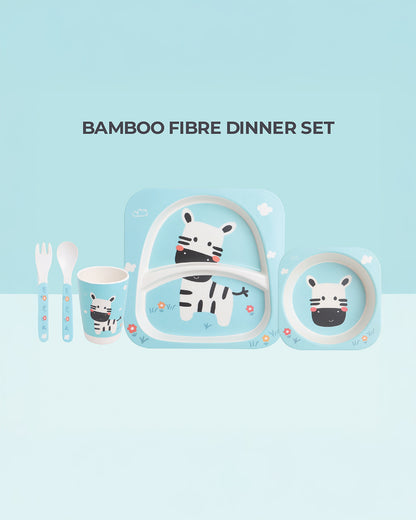 Polka Tots Eco-Friendly Bamboo Fiber Meal Set-Zebra-Set of 5-For Feeding Infants
