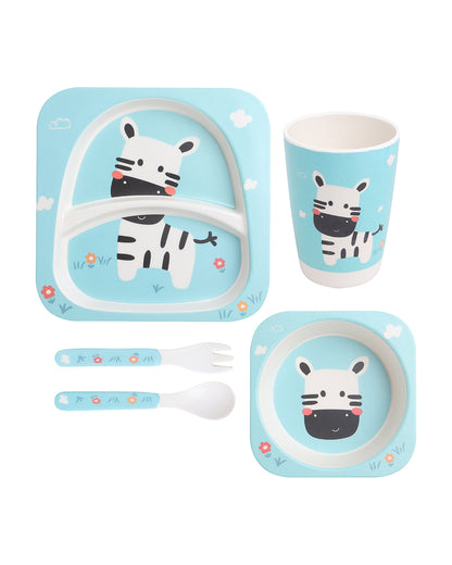 Polka Tots Eco-Friendly Bamboo Fiber Meal Set-Zebra-Set of 5-For Feeding Infants