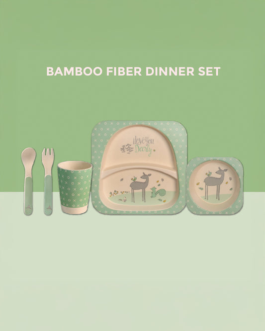 Polka Tots Eco-Friendly Bamboo Fiber Meal Set-Deer-Set of 5-For Feeding Infants