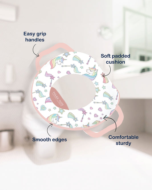 Polka Tots Hop Pop Potty Seat-With Soft Cushioning & Side Handles-Pink-9M+