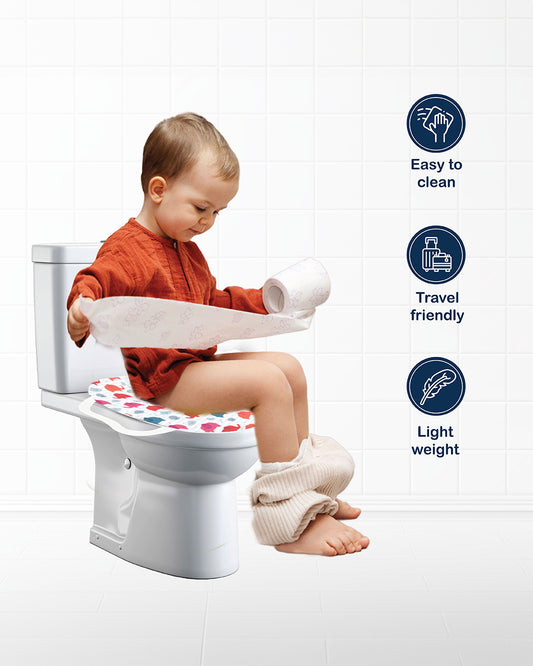 Polka Tots Hop Pop Potty Seat-With Soft Cushioning & Side Handles-White-9M+