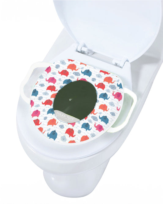 Polka Tots Hop Pop Potty Seat-With Soft Cushioning & Side Handles-White-9M+