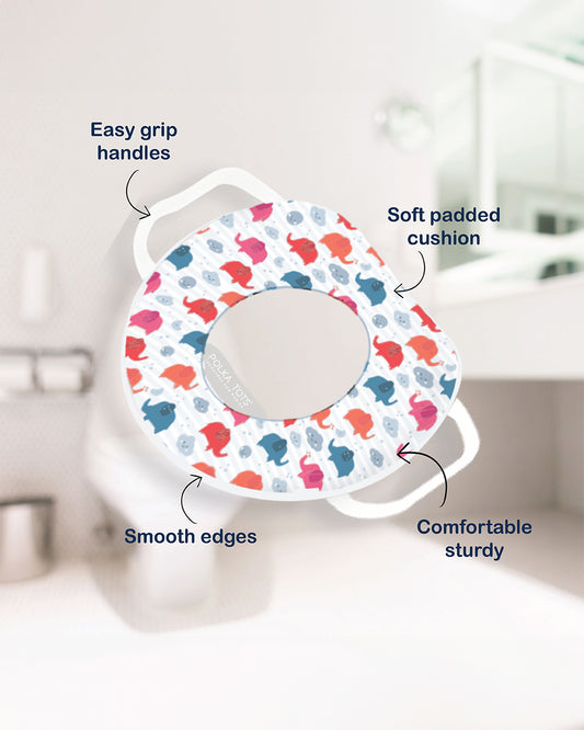 Polka Tots Hop Pop Potty Seat-With Soft Cushioning & Side Handles-White-9M+