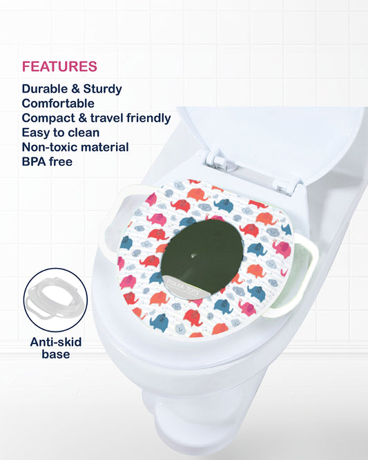 Polka Tots Hop Pop Potty Seat-With Soft Cushioning & Side Handles-White-9M+