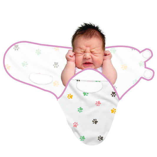 Polka Tots Swaddle Wrap Sleeping Bag-Muslin Cotton-Paw-With Velcro Wings-Newborn Bed