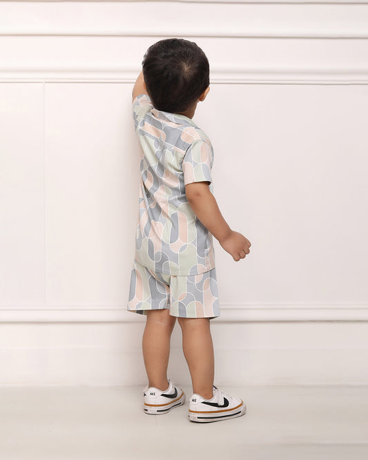 Polka Tots Grey & Peach Coord Set-Cotton-Tie Dye-For Infants