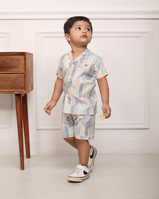 Polka Tots Grey & Peach Coord Set-Cotton-Tie Dye-For Infants