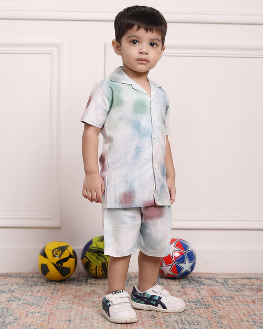 Polka Tots Blue & Pink Coord Set-Cotton-Tie Dye-For Infants