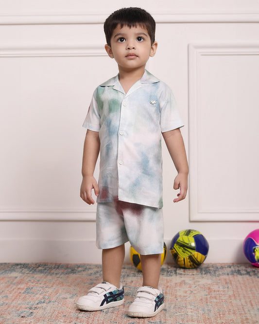 Polka Tots Blue & Pink Coord Set-Cotton-Tie Dye-For Infants