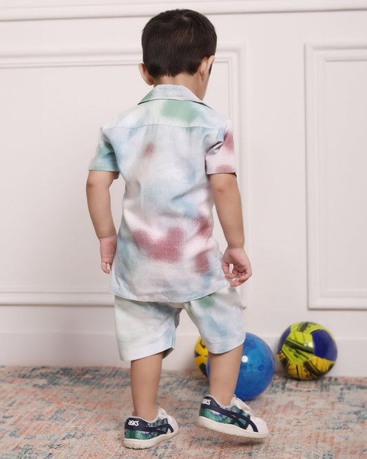 Polka Tots Blue & Pink Coord Set-Cotton-Tie Dye-For Infants